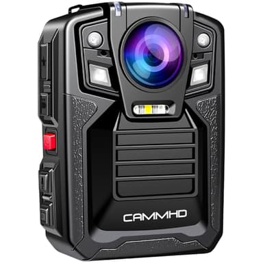 CAMMHD V8-1TB 4K Body Camera with Audio and Video Recording, 2160P Body Cam Two Battery 4400mAh Work 14H, H.265 Video Recorder, IP68 Waterproof, Night Vision Police Camera with Charging Dock