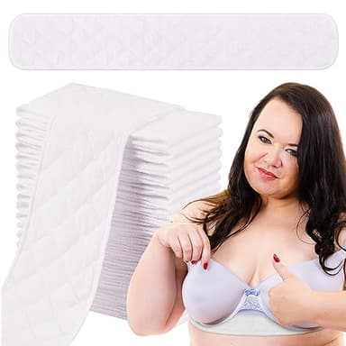 Toulite 20 Pcs Bra Liners for Sweat 18x3 Inch 3 Layer Washable Rectangle Cotton Under Breasts Pads for Women Absorb Sweating (White,M)