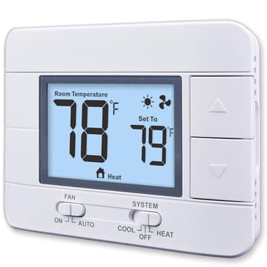 Aowel Non Programmable Thermostat for Home 1 Heat/ 1 Cool Single-Stage System, with Room Temperature Monitor (LCD White Backlit Screen)