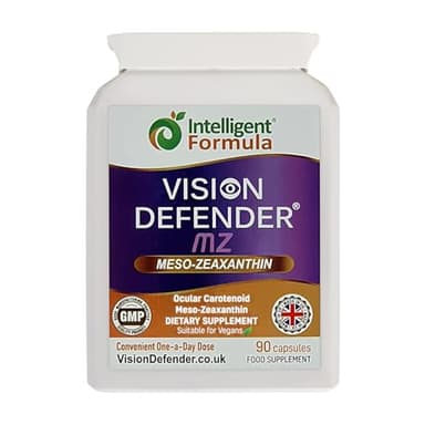 Vision Defender Meso Zeaxanthin Vegan Eye Supplement MZ- Protect and Improve Ocular Health & Eye Care, High Strength Antioxidant Carotenoid Meso-Zeaxanthin for Eyes (90 Capsules/One Daily) Made in UK