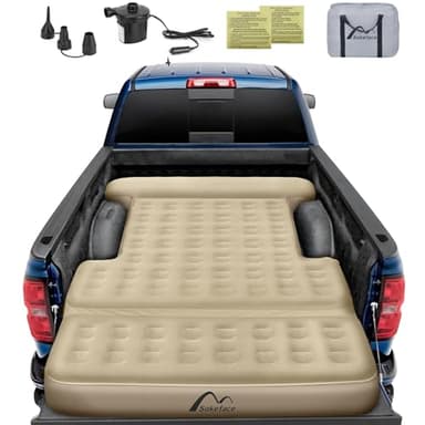Sokeface Truck Bed Mattress 5.5 FT Tailgate Extendable, Truck Bed Air Mattress 5.5-5.8ft Full Size, Electric Pump, Heavy-Duty, Easy Setup, Large Carry Bag