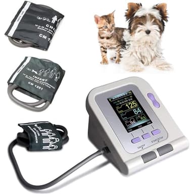 Pet Blood Pressure Monitor, Veterinary Sphygmomanometer with 3 Cuffs, Automatic Blood Pressure Measurement, LCD Digital Display, for Cat, Dog, Elephant, Animal Care
