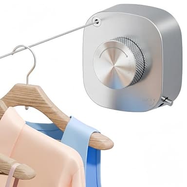 FORIOUS Retractable Clothesline Indoor, 13.8 Ft Non-Sagging Outdoor Clothes Line, Rustproof All Stainless Steel Heavy Duty Clothes Drying Laundry Line, Screw Wall Mounted for Bathroom, Brushed Nickel