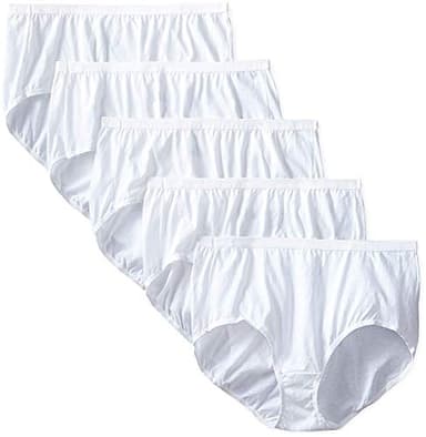 JUST MY SIZE Women's 5 Pack Cotton Brief Panty, White, 11