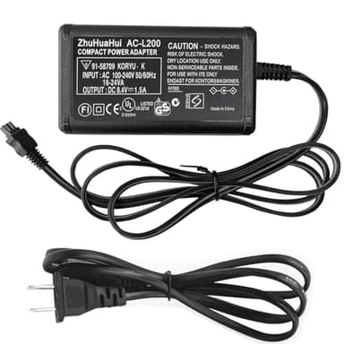 AC-L200 Power Adapter for Sony Handycam DCR-SR46 DCR-SR47 DCR-SR42 DCR-SR45 DCR-SR68 DCR-SX85 DCR-SX20 DCR-SX40 DCR-SX41 DCR-SX44 DCR-SX45 DCR-SX60 DCR-SX63 DCR-SX65 HDR-SR10 HDR-CX150 HDR-CX230/260V