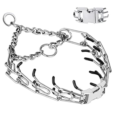 Prong Collar for Dogs, Dog Training Collar, Adjustable Size Dog Pinch No Pull Collar with Quick Release Buckle for Small Medium Large Dogs(Packed with Two Extra Links)