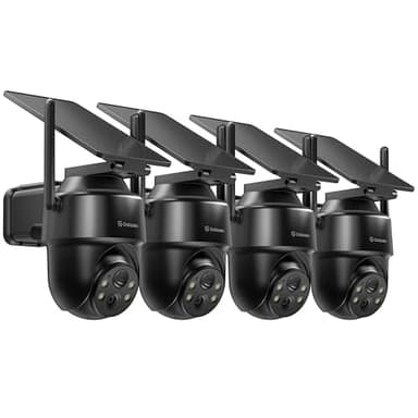 GALAYOU 2K Security Cameras Wireless Outdoor-360° PTZ Cameras for Home Security with Solar Panel/Battery Powered, Night Vision, Two-Way Audio, PIR Sensor, Works with Alexa, R1 4P Black (2.4Ghz Only)