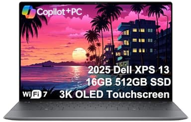 Dell XPS 13 9345 AI Laptop (13.4" 3K (2880x1800) OLED Touchscreen, 16GB DDR5, 512GB SSD, Snapdragon X Elite (> Intel i7-1355U)) Copilot+ PC, Backlit, FP, 27-Hr Battery, IR Webcam, Wi-Fi 7, Win 11 Home