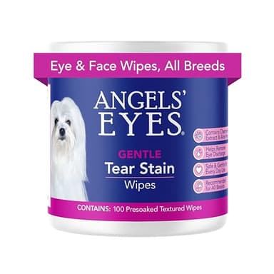 Angel's Eyes Gentle Tear Stain Wipes for Dogs and Cats - 100 Ct - Presoaked Textured (AEGTSW100)