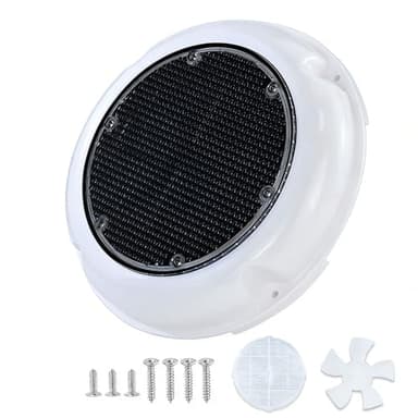 RV Roof Vent Fan, Marine Solar Vent Fan - Upgraded 1440 CFH Powerful Ventilation, IP65 Waterproof Quiet with Insect Screen, for Boat Cabin, Camper, Roof, Greenhouse, Indoor Ventilation Systems(white)