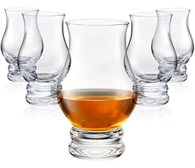 Whiskey Glasses Set of 6 - Clear Mint Julep Shot Glass Bar Gift Sake Sets, Old Fashioned Brandy Snifter Drinking Glasses Whisky Glass for Scotch Bourbon Liquor Tequila Gin Tonic Cognac Vodka Cocktail