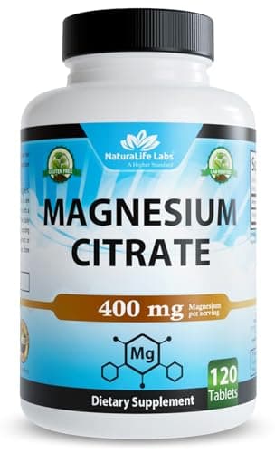 NaturaLife Labs Magnesium Citrate 400 mg per Serving – 120 Tablets, Vegan, Non-GMO