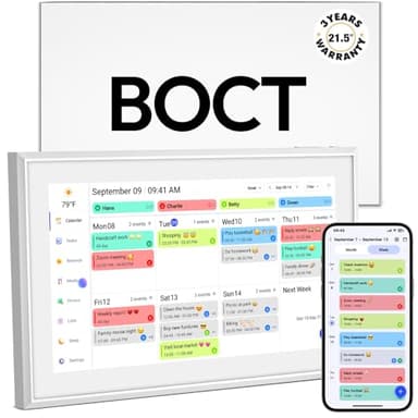 BOCT 21.5'' Digital Calendar Wall - 64GB Memory Touch Screen Chore Chart Smart Calendar,Digital Planner,Auto-Sync,APP Control,Interactive Family Schedules, Gift for Mother