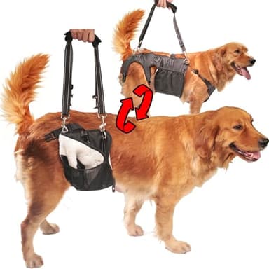 Dual-use Dog Lift Rehab Hareness Canine Sling for Large Pooch Rear Legs and Hip Support,Adjustable and Soft Brace Strap for After ACL Surgery, Helps Senior, Injured and Disabled K9.