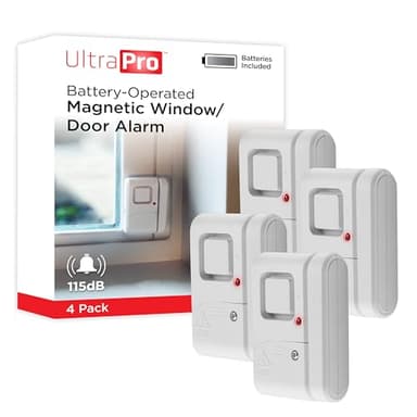 GE Personal Security Window and Door Alarm, 4 Pack, DIY Protection, Burglar Alert, Wireless Chime/Alarm, Easy Installation, Home Security, Ideal for Home, Garage, Apartment and More, White, 45174