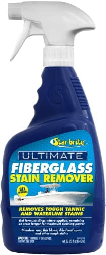 STAR BRITE Ultimate Fiberglass Stain Remover - Easy-to-Use Marine Grade Solution to Eliminate Tough Rust, Leaf & Waterline Stains for Boats and More - Maximum Cleaning Power Gel Spray - 32 OZ (098932)