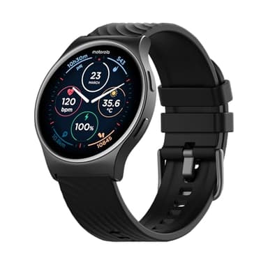 Motorola Moto Watch 120 - Premium Bluetooth Smartwatch with AMOLED Display, 10-Day Battery, Heart Rate & SpO2 Tracking, Fitness & Health Monitoring, Compatible with Android and iPhone - Phantom Black