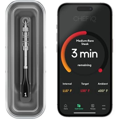 CHEF iQ Sense Smart Wireless Meat Thermometer with Ultra-Thin Probe, Unlimited Range Bluetooth Meat Thermometer, Digital Food Thermometer for Remote Monitoring of BBQ Grill, Oven, Smoker, Air Fryer