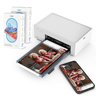 Liene 4x6'' Photo Printer Bundle (100 pcs +3 Ink Cartridges), Wi-Fi Picture Printer for iPhone, Android, Smartphone, Computer, Dye-Sublimation, Portable for Home Use