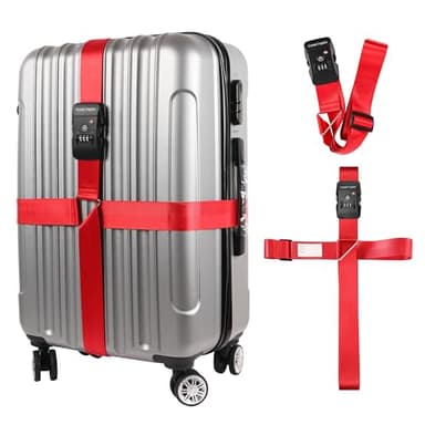 Travel Inspira Luggage Straps for Suitcases with TSA Lock, Protect Your Luggage Anti-Burst, High Visibility Color, Easy to Identify Luggage Adjustable Heavy Duty Belt for 20-32 Inch Suitcases