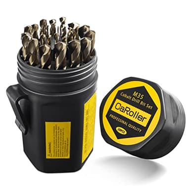 CaRoller Cobalt Drill Bit Set 29-Piece M35 Cobalt Steel Metal Drill Bits Durable Round Shank Drill Sets for Steel, Wood Plastic Sheet Metal – Includes Practical Cup-Type Holder (29pcs Cobalt)