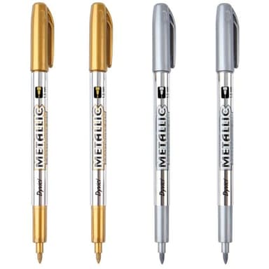 Dyvicl Metallic Markers Pens - Silver and Gold Paint Pens for Black Paper, Glass, Rock Painting, Halloween Pumpkin, Card Making, Scrapbook Album, Christmas DIY Art Craft Kids, Set of 4
