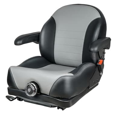 TICSEA Universal Suspension Seat with Retractable Seatbelt Adjustable Armrests Weight Adjustment for Zero Turn Lawn Mowers & Tractors fits John Deere Scag Bad Boy Ferris Hustler Gravely