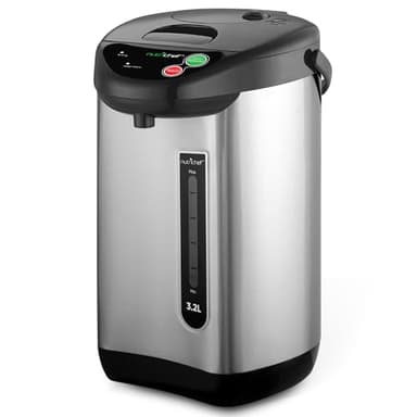 NutriChef Hot Water Urn Pot Insulated Stainless Steel,Auto & Manual Dispense,Auto Boiler,Safety Lock Shutoff 3.38 QT /3.2L - Auto Boiler Shut Off - PKWK43