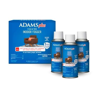 ADAMS Plus Flea & Tick Indoor Fogger, 3 x 3 oz Cans, Kills Fleas, Flea Eggs, Ants, House Flies, Cockroaches, Mosquitoes, and Many Other Pests, Indoor House Treatment, Each Fogger Treats 375 sq ft