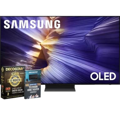 Samsung 55 inch OLED 4K S90F Smart TV (2025) Vision AI, OLED HDR+, AI Motion Enhancer Pro Bundle with CPS Exclusive 1-Year Protection & Deco Gear Complete Home Theater Beginner's Guidebook