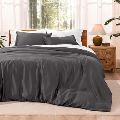 Bare Home Tencel Duvet Cover Set - Lyocell Derived from Eucalyptus - Ultra Soft 2 Piece Bedding Duvet Cover & Pillow Shams (Twin/Twin XL, Forged Iron Grey)