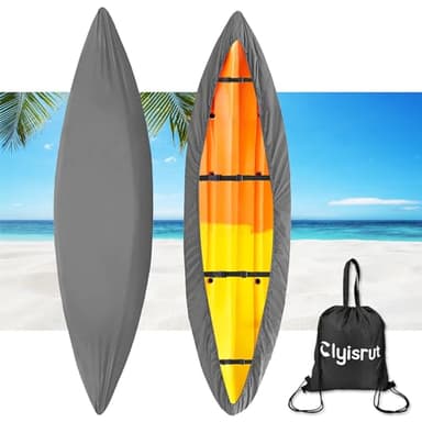 Clyisrut Kayak Cover Accessories,Waterproof UV Resistant Kayak Covers for Outdoor Storage, Ultra Strong Fishing Boat Canoe Dust Cover for Indoor & Outdoor (10-11.5FT, Gray)