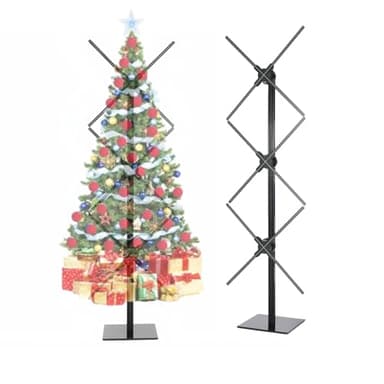 Missyou 124cm 3DHologramFan Christmas Tree Display, 3 PCS 46CM Fans with Bluetooth, App & Remote Control, Holographic Fan LED, Customizable Video Content for Exhibitions, Trade Shows, Advertising