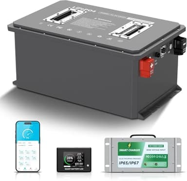 LVGINE 48V (51.2V) 105Ah LiFePO4 Golf Cart Lithium Battery with 20A Battery Charger, 6000+ Deep Cycles,1000A Peak Current, Lithium Battery for Golf Carts, Electric Mobility, RVs, Solar Systems