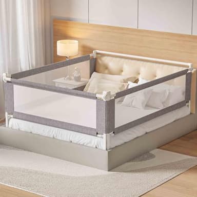 PurePapoose 3-Piece Queen Size Bed Rail for Toddlers - Height Adjustable Baby Bed Rail Guard with Headboard Rod,Safety Bed Rails for Queen Size Bed with Child Lock(78.74x78.74x59Inch
