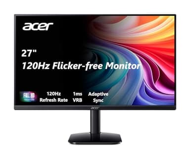 acer KB272 G0bi 27" IPS Full HD (1920 x 1080) Gaming Office Monitor | Adaptive-Sync Support (FreeSync Compatible) | Up to 120Hz Refresh | 1ms (VRB) | sRGB 99% | Tilt | HDMI & VGA Ports