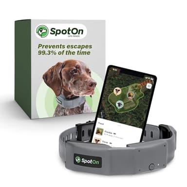 SpotOn GPS Wireless Dog Fence Collar, Accurate & Reliable, Unlimited Fences, Extended Battery Life Mode, No Subscription, Built in USA, Omni Collar Model, Small Dog Breed Neck Size 10"-14"