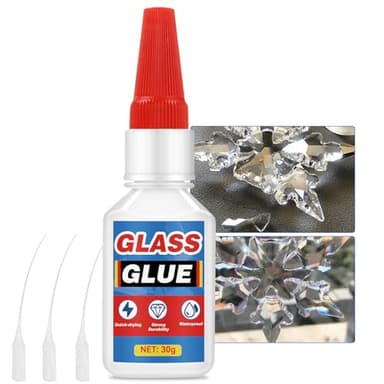 Strong Glass Glue, 30g Clear Glue for Repair, Fast-Cure Rearview Mirror Adhesive, Glass Crack Repair Solution for Quick Repair Mirrors, Jewelry, Crystal, Trophies and DIY Artwork