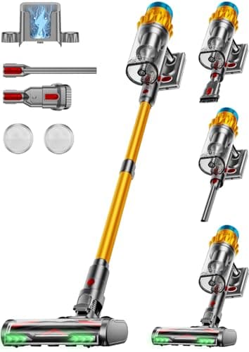 AIDTIPS Cordless Vacuum Cleaner, 650W/55KPA/70 Mins Vacuum Cleaners for Home with Self-Standing, Anti-Tangle Brush, Smart Display and 1.8L Cup Cordless Stick Vacuum Cleaner for Pet Hair/Carpets