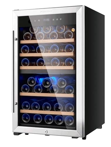 FOVOMI Wine Fridge,52-bottle Wine Cooler Refrigerators Freestanding Wine Refrigerator,(Bordeaux 750ml) Dual Zone Compressor Wine Chiller