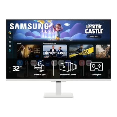 Samsung 32-Inch M5 (M50F) Series FHD Smart Monitor with Streaming TV, Speakers, HDR10, Gaming Hub, Multiple Ports, Workout Tracker, Vision Accessibility Tools, White, LS32FM503ENXZA