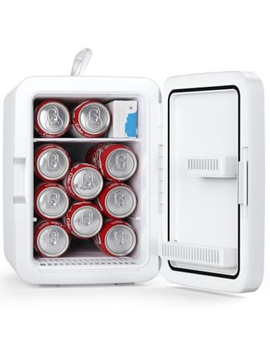 Antarctic Star Compact Mini Fridge, 10L Portable Small Refrigerator, 2.6 Gal Mini Fridge with AC/DC Adapters, Small Cosmetics Cooler for Beverage, Food, Makeup, Bedroom, Office, Dorm, White
