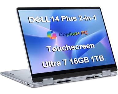Dell 14 Plus (Next Gen Inspiron 14 Plus) 2-in-1 AI Laptop (14" FHD+ Touchscreen, Intel Core Ultra 7 256V (> i7-1355U), 16GB DDR5, 1TB SSD) Copilot+ PC, 24-Hr Battery, Wi-Fi 7, Fingerprint, Win 11 Home