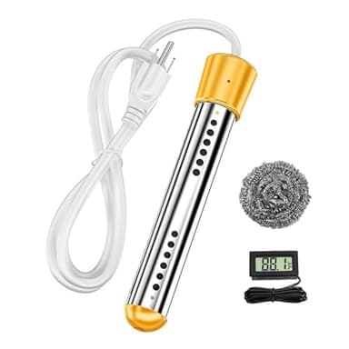 2000W Immersion Water Heater Portable Water Heater Electric Bucket Heater Heats up to 5 Gallons of Water in Minutes Temperature Control Automatically Cut Off