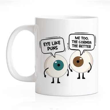 RZHV Eye Like Puns Me To The Cornea The Better 11 Oz Novelty Mug, Funny Coffee Mug for Eye Doctor, Office Thank You Gifts for Optometrist Eye Coworker, Office Gifts for Hosptial Colleague