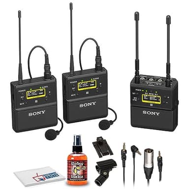 Sony UWP-D27 2-Person Camera-Mount Wireless Omni Lavalier Microphone System (UC14: 470 to 542 MHz) with 6Ave Cleaning Kit