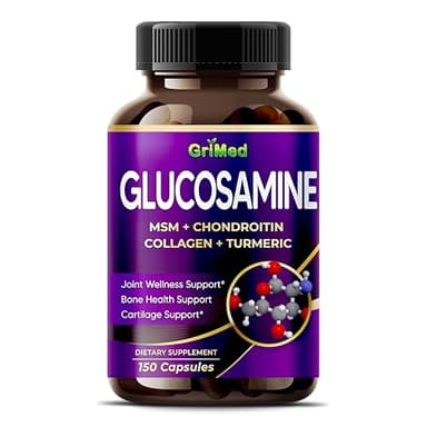 GriMed Glucosamine 12,000mg - X12 Power with MSM, Chondroitin, Collagen, Turmeric for Joint Wellness, Strong Bones, Cartilage Support