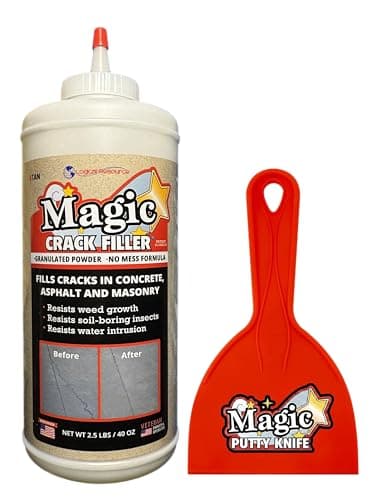 Magic Crack Filler Tan Concrete 2.5LB Bottle with Magic Putty Knife Spreader, Fill Any Crack in Driveway Patio Concrete, Easy DIY'er, No Mess Solution,