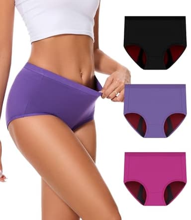 Bobelle Wear Incontinence Underwear for Women 100ml Heavy Flow Leak Proof Panties High Waisted Cotton Period Washable 3 Pack Large