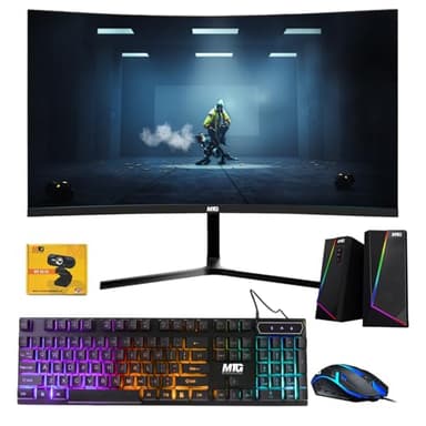 TechMagnet All in one Desktop Computer,Cheetah 4,Intel Core i5 4th Gen,8GB DDR3,120GB SSD,New 24 inch Curved Display,MTG RGB Keyboard Mouse,RGB Speaker,Webcam,USB Wi-Fi,Windows 11(Renewed)